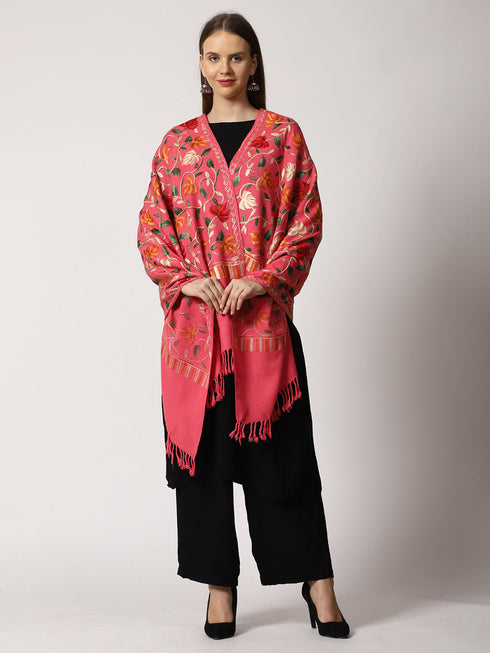 Women's Aari Embroidered Wool Stole